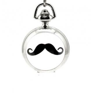 Mini montre gousset moustache noire