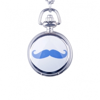 Mini montre gousset moustache bleue