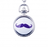 Mini montre gousset moustache violette