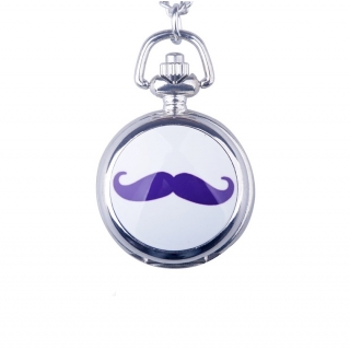 Mini montre gousset moustache violette