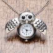 Montre collier hibou bronze