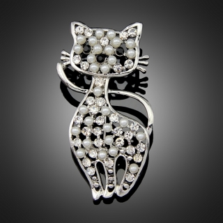 Broche cat argentée