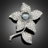 Broche "Crawford" argentée perles noires