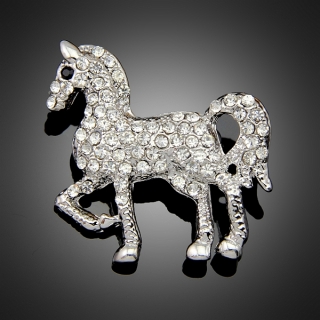 Broche cheval argentée