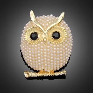 Broche cute owl dorée