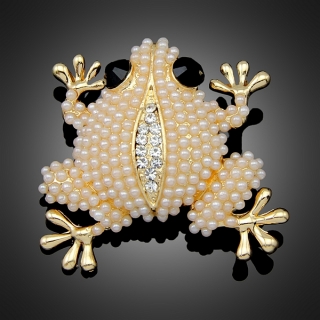 Broche cute frog dorée