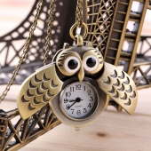 Montre collier hibou bronze