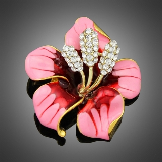 Broche hibiscus rose