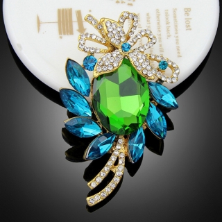 Broche "Pluton" verte turquoise