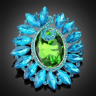 Broche "Ouranos" verte turquoise