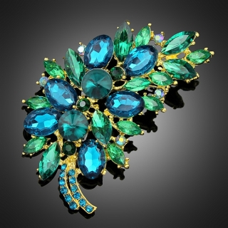 Broche "Perséphone" verte turquoise