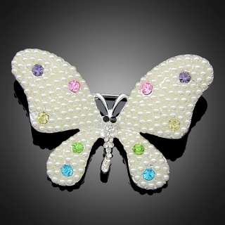 Broche rainbow butterfly argentée