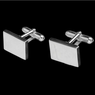 Boutons de manchette rectangle argent "Newport Beach"