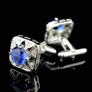 Boutons de manchette carré argent et strass blue "Mountain View"