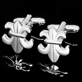 Boutons de manchette fleur de lys argent